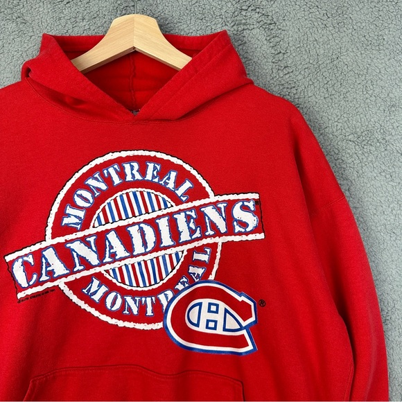Vintage 1991 NHL Bulletin Athletic Montreal Canadiens Hockey Team Hoodie Large - Picture 12 of 13